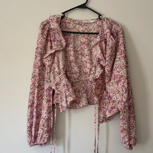Floral Ruffle Blouse - Pink